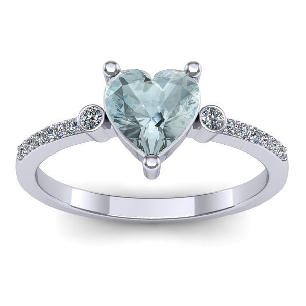 Inel cu aquamarin inima