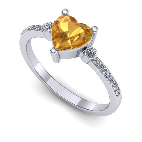 Inel logodna din aur alb cu citrin