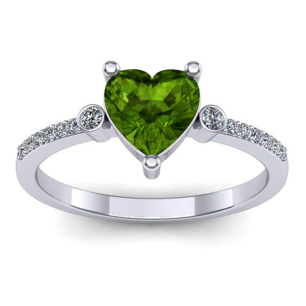 Inel de logodna cu peridot inima