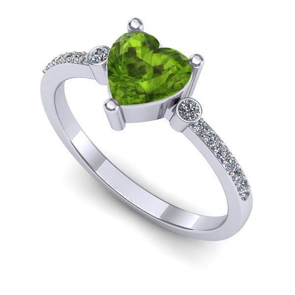 Inel de logodna din aur alb cu peridot