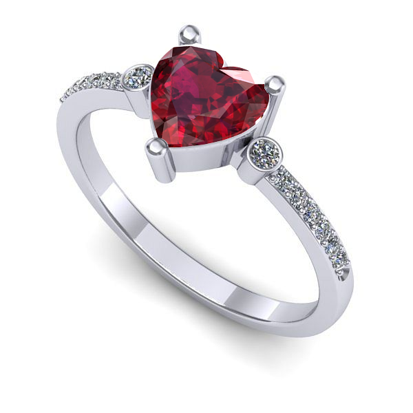 Inel logodna din aur alb cu rubin