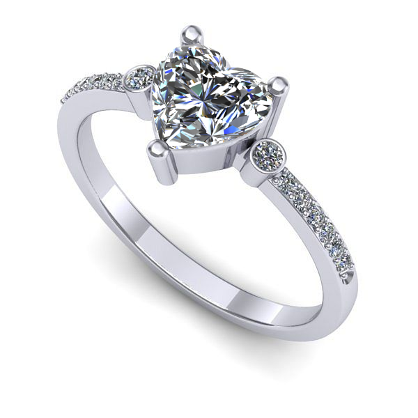 Inel de logodna din aur alb cu safir alb