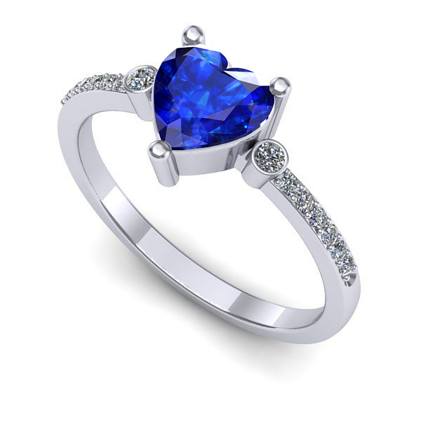 Inel din aur alb cu safir