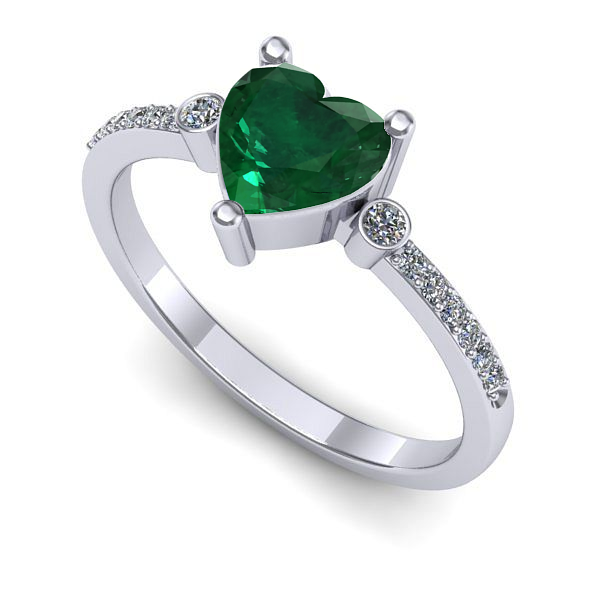 Inel din aur alb cu smarald