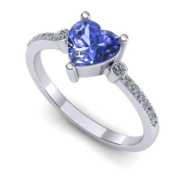 Inel de logodna din aur alb cu tanzanit