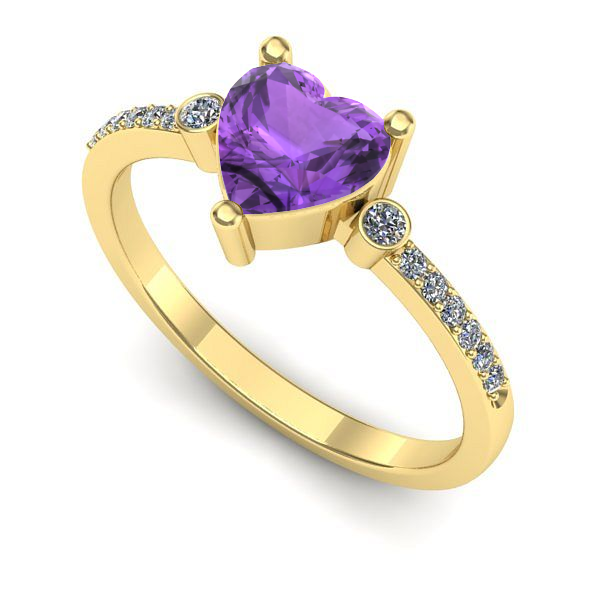 Inel de logodna din aur galben cu ametist
