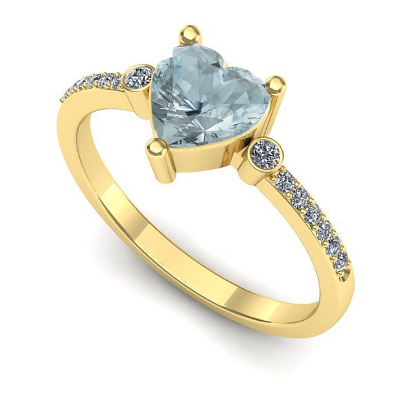 Inel de logodna din aur galben cu aquamarin