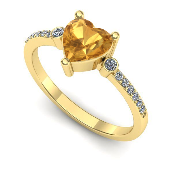 Inel logodna din aur galben cu citrin