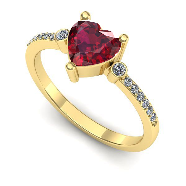 Inel logodna din aur galben cu rubin