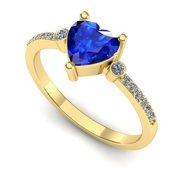 Inel logodna din aur galben cu safir