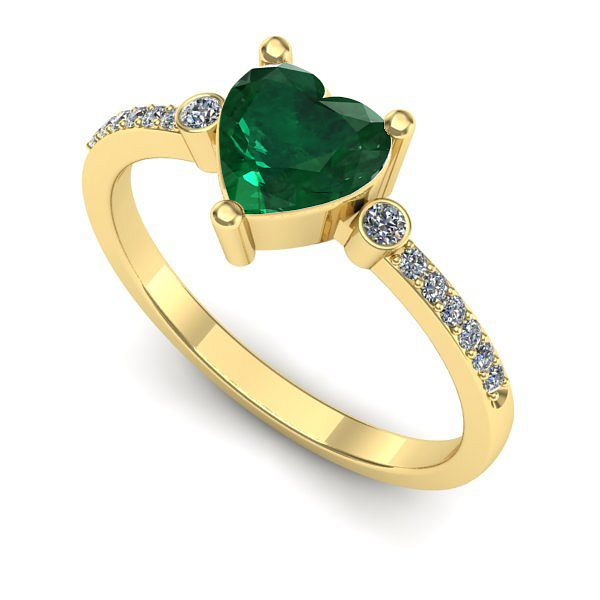 Inel logodna din aur galben cu smarald