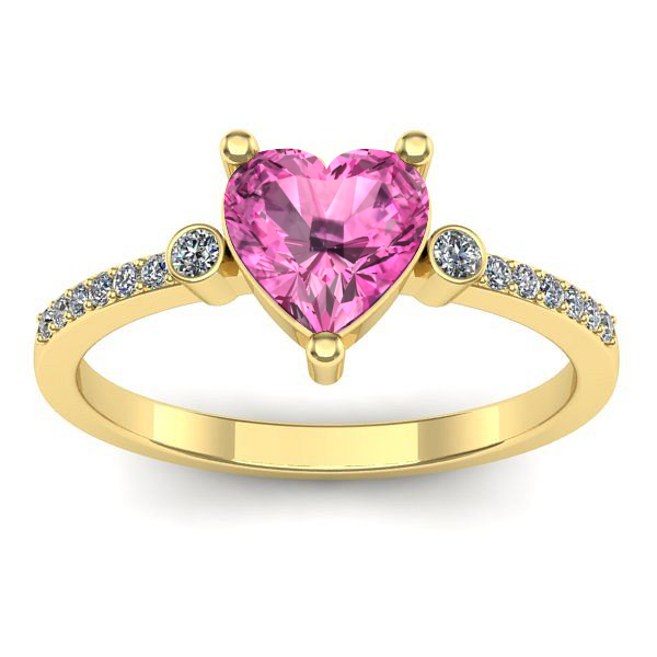 Inel logodna cu safir roz inima