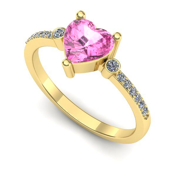Inel de logodna din aur galben cu safir roz