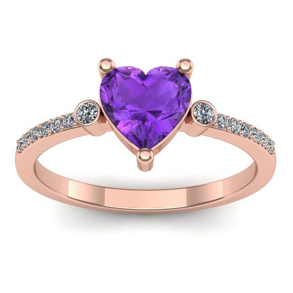 Inel de logodna cu ametist inima