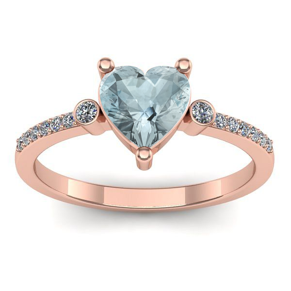 Inel cu aquamarin inima