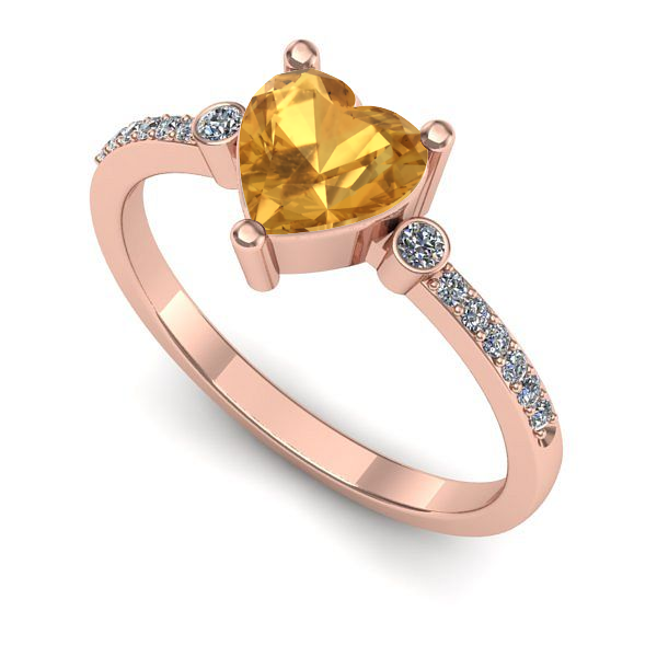 Inel logodna din aur roz cu citrin