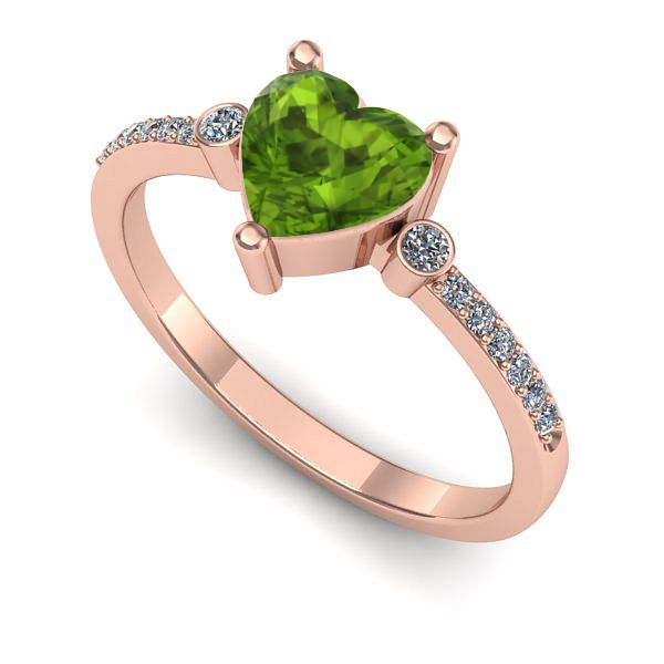 Inel din aur roz cu peridot