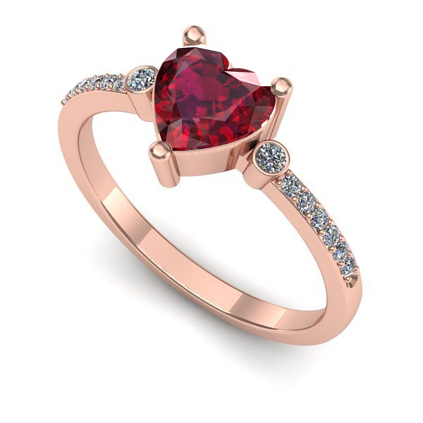 Inel logodna din aur roz cu rubin