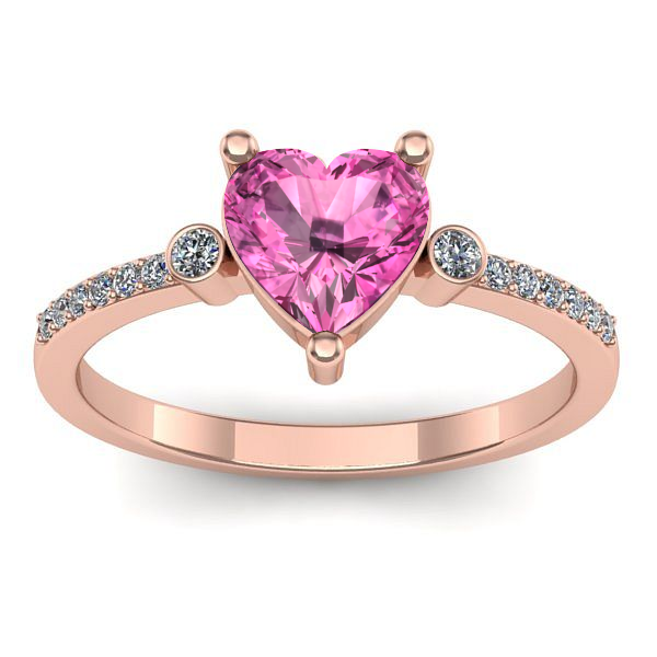 Inel logodna cu safir roz inima