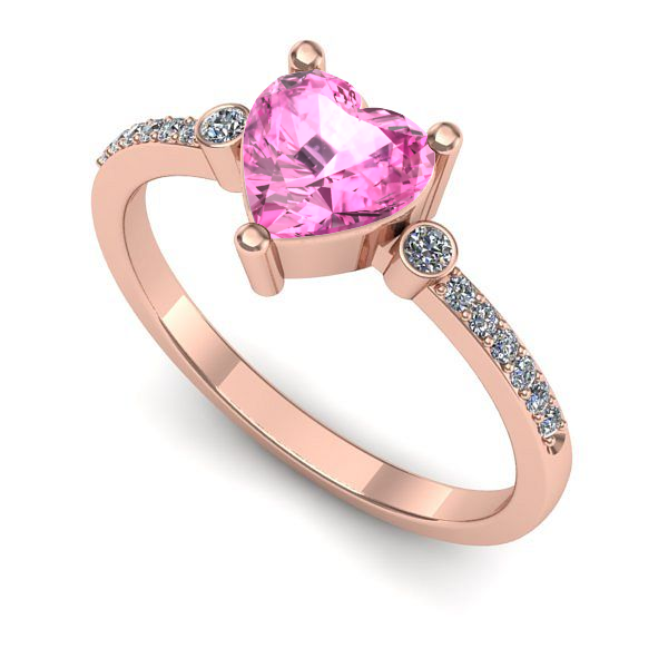 Inel logodna din aur roz cu safir roz