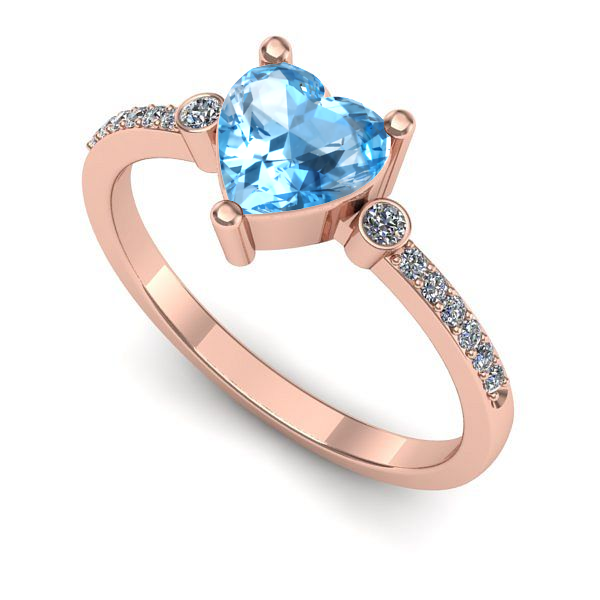 Inel logodna din aur roz cu topaz blue
