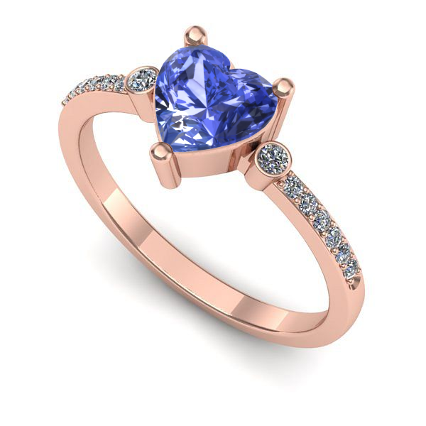 Inel de logodna din aur roz cu tanzanit