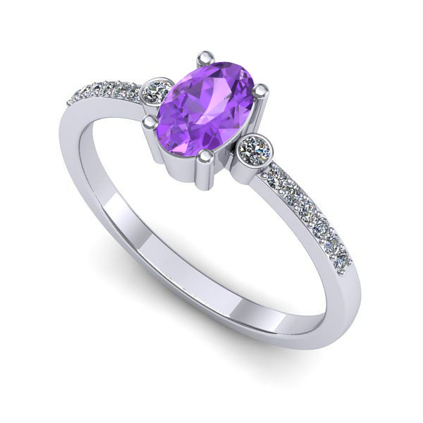 Inel de logodna din aur alb cu ametist
