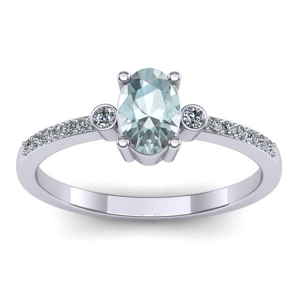 Inel de logodna cu aquamarin oval