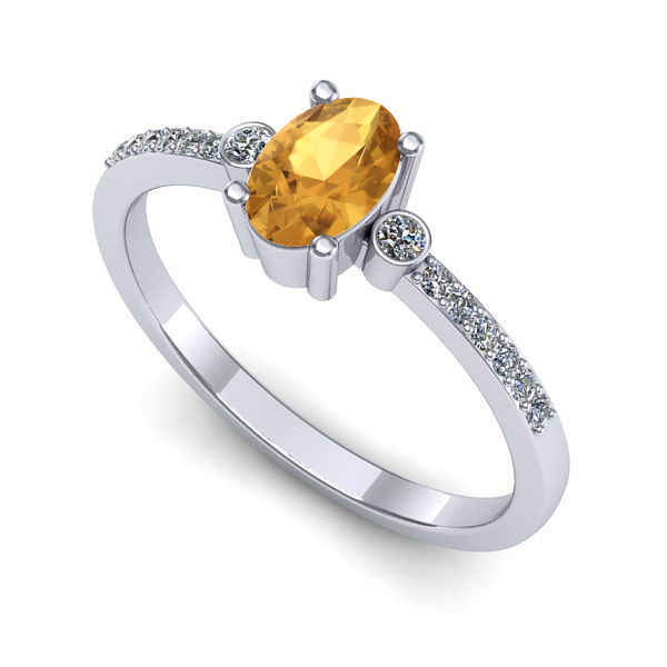 Inel de logodna din aur alb cu citrin