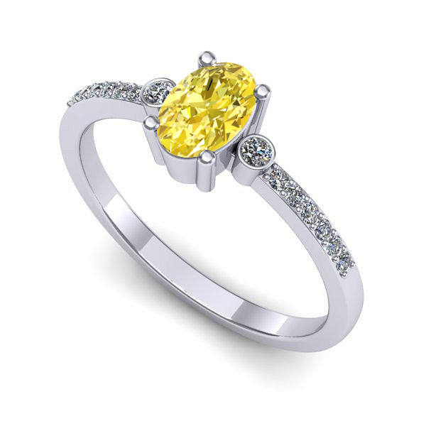 Inel din aur alb cu safir galben