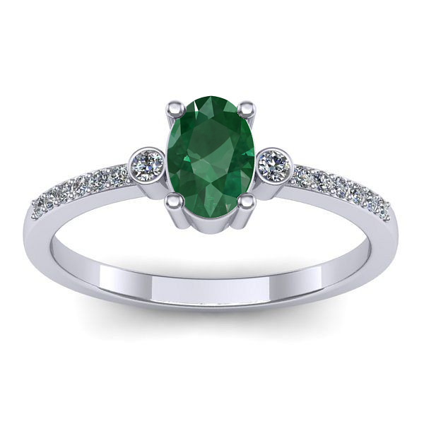 Inel de logodna cu smarald oval