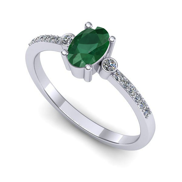 Inel din aur alb cu smarald