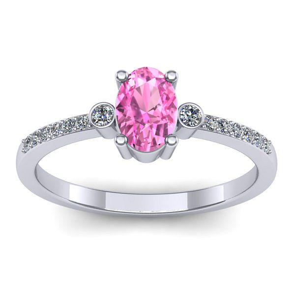 Inel de logodna cu safir roz oval