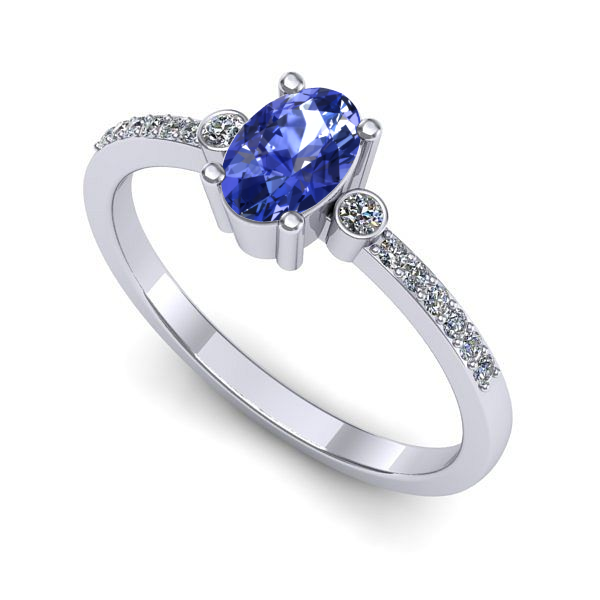 Inel de logodna din aur alb cu tanzanit