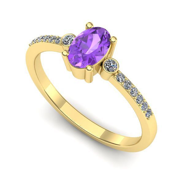 Inel din aur galben cu ametist