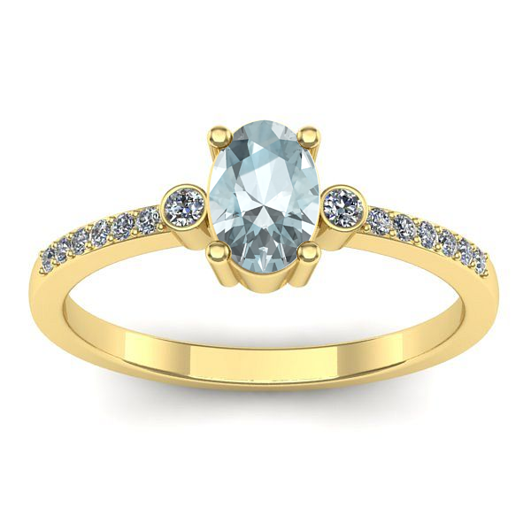 Inel cu aquamarin oval