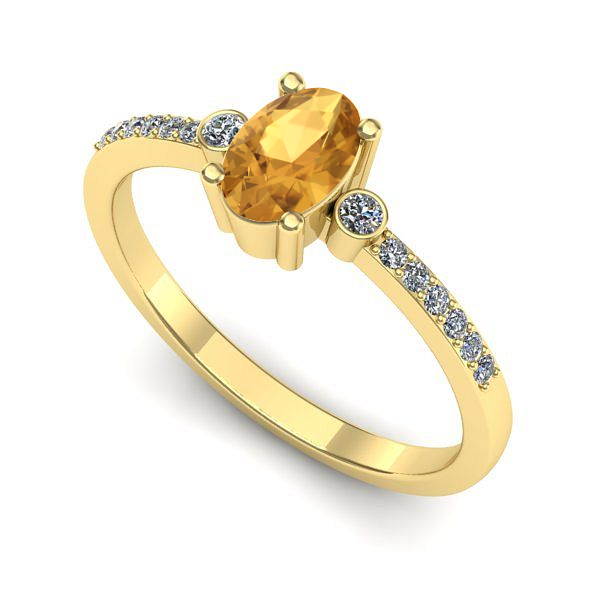 Inel din aur galben cu citrin