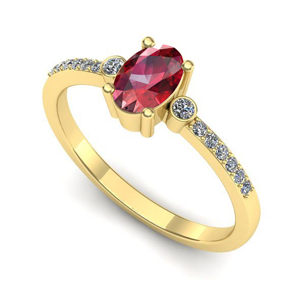 Inel logodna din aur galben cu rubin