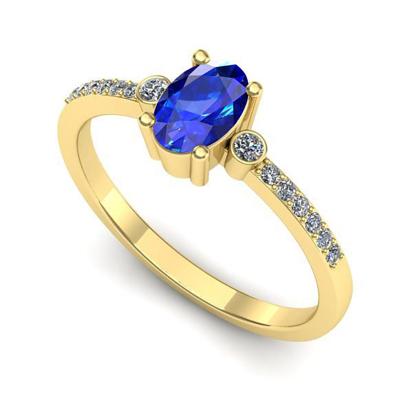 Inel logodna din aur galben cu safir