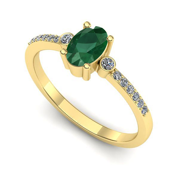 Inel din aur galben cu smarald