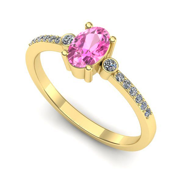 Inel de logodna din aur galben cu safir roz