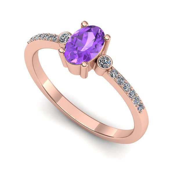 Inel din aur roz cu ametist