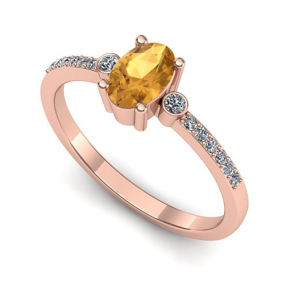 Inel logodna din aur roz cu citrin