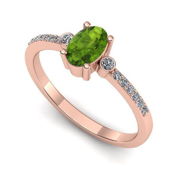 Inel din aur roz cu peridot