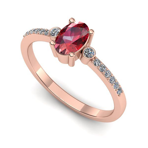 Inel de logodna din aur roz cu rubin