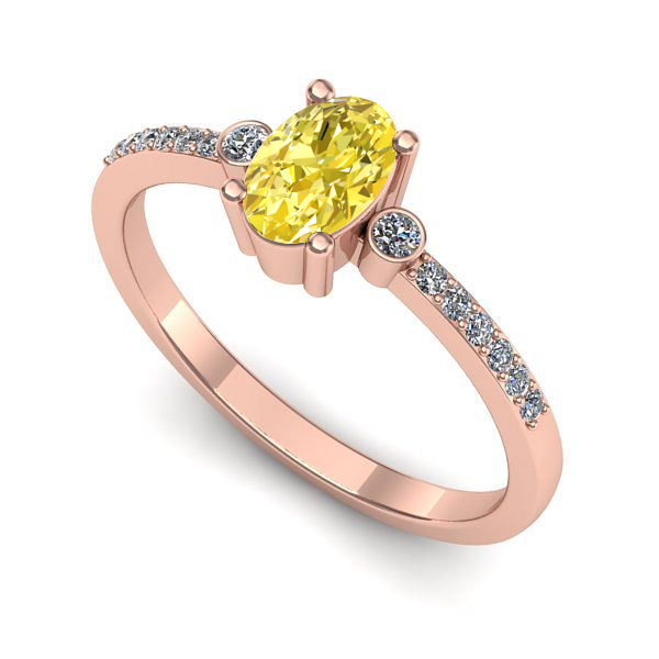 Inel logodna din aur roz cu safir galben