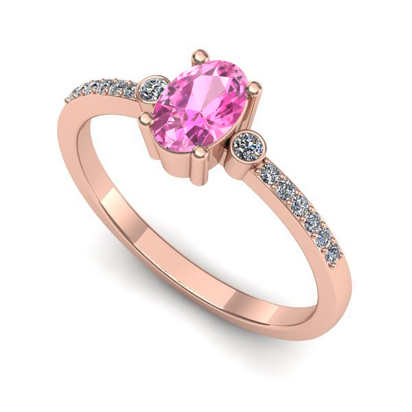 Inel din aur roz cu safir roz
