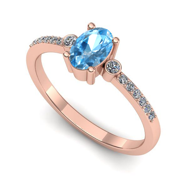 Inel din aur roz cu topaz blue