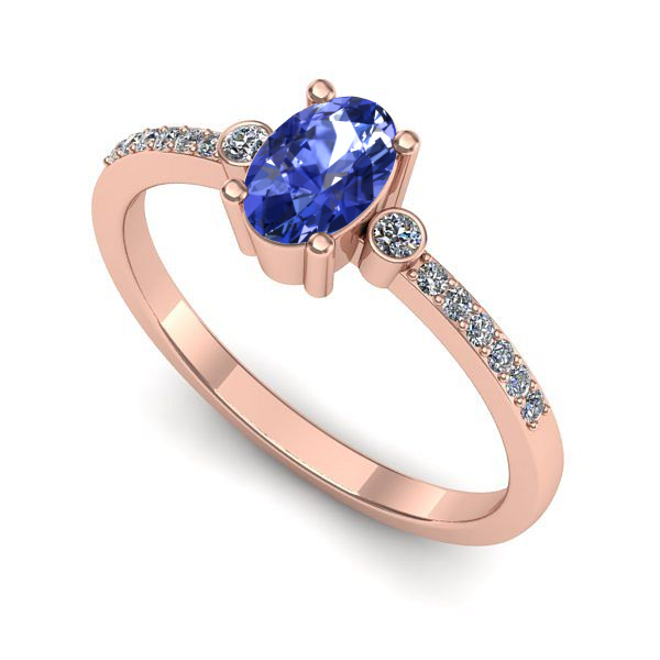 Inel din aur roz cu tanzanit