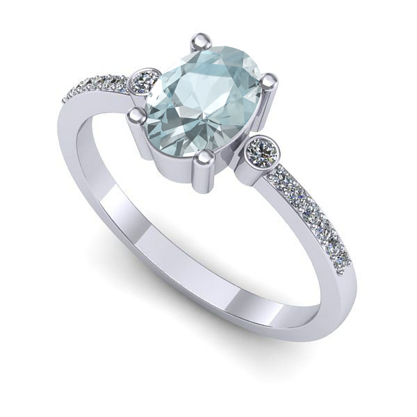 Inel de logodna din aur alb cu aquamarin